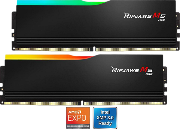 Memória DDR5 96GB 5200mhz CL40 AMD XMP 3.0 G.Skill Ripjaws M5 RGB (2x48GB) F5-5200J4040A48GX2-RM5RK