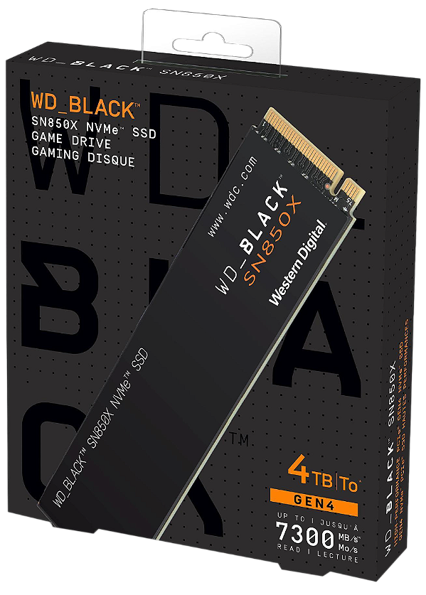4TB SN850X WD Black 7300MB/s SSD NVMe M.2 Gen4 Pcie 4.0 - WDS400T2X0E-00BCA0