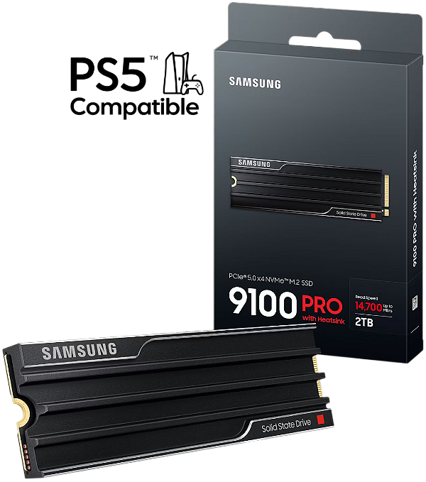 2TB Samsung 9100 PRO Com Dissipador  14.700MB/s SSD M.2 NVMe GEN5 PCIe 5.0 MZ-VAP2T0CW