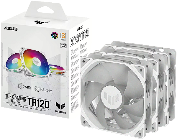Fan Asus TUF Gaming TR120 ARGB Led Dupla Camada Kit com 3 - 90DA0093-B09020