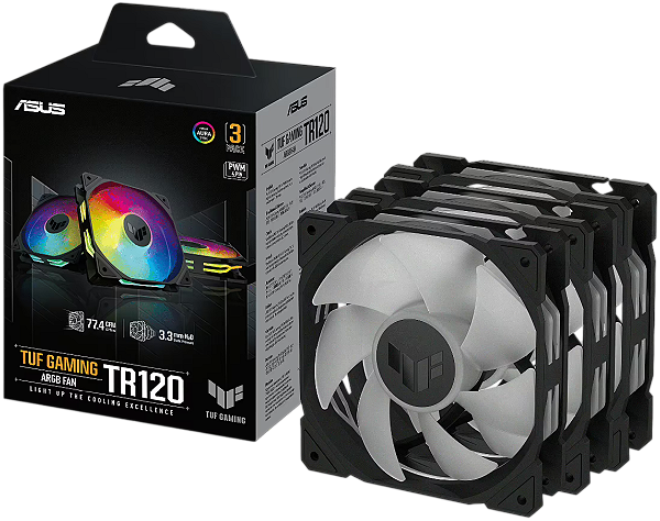 Fan Asus TUF Gaming TR120 ARGB Led Dupla Camada Kit com 3 - 90DA0090-B09020
