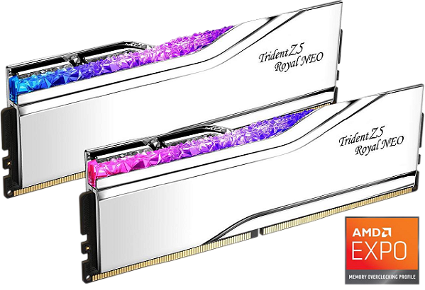 Memória DDR5 32GB 6400mhz CL30 AMD Expo G.Skill Trident Z5 Royal Neo RGB (2x16GB) F5-6400J3039G16GX2-TR5NS