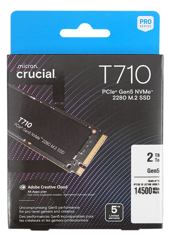 2TB Crucial T710 14.500MB/s SSD M.2 NVMe Gen5 PCIe 5.0 - CT2000T710SSD8