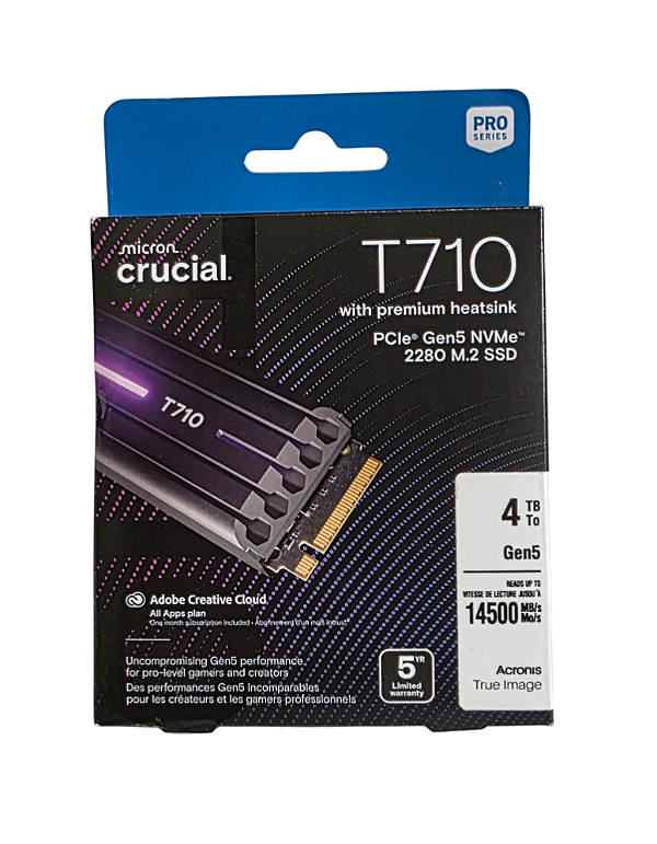 4TB Crucial T710 Dissipador 14.500MB/s SSD M.2 NVMe Gen5 PCIe 5.0 - CT4000T710SSD5