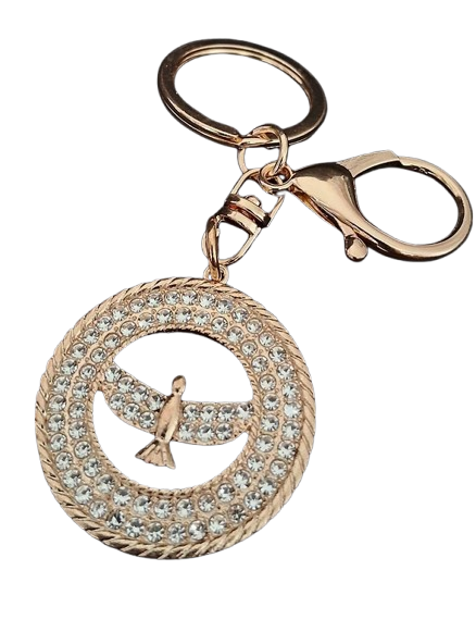 Kit 03 Chaveiro Dourado do Espírito Santo com Strass