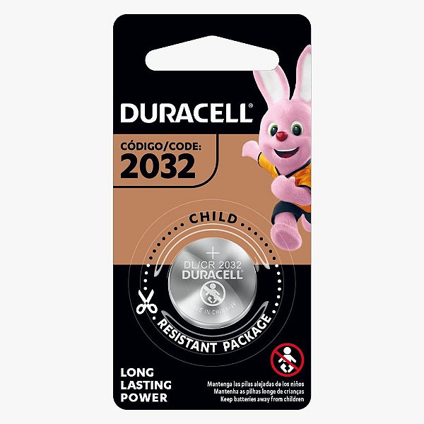 Pilha / Bateria alcalina CR 2032 moeda - Duracell