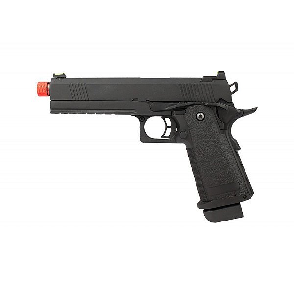 Pistola Airsoft 1911 Black Devil 5.1 Green Gás Blowback - 6mm - Rossi + Coldre Tecido + Alvos