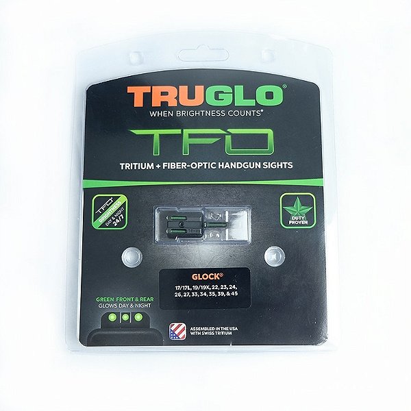 Mira TFO Glock 17/17L,19/19X, 22, 23, 24, 26, 27, 33, 34, 35,39 E 45 - Verde/Branca - Truglo