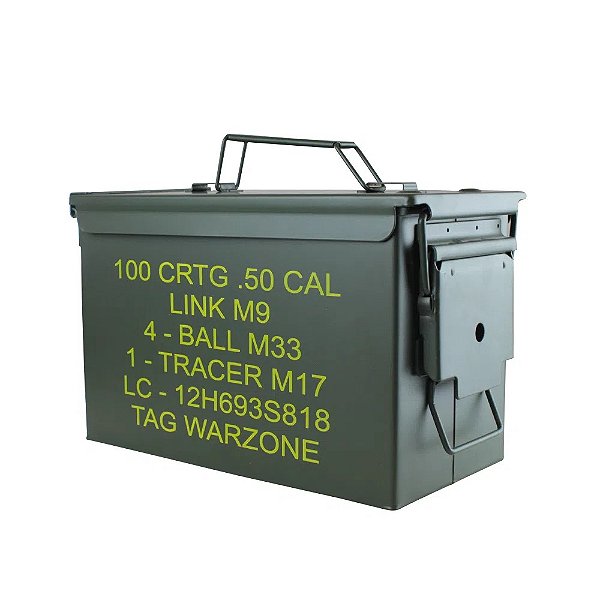 Caixa Metálica para Muniçao Ammo Box - Tag - P/ Até 50 Muniçoes