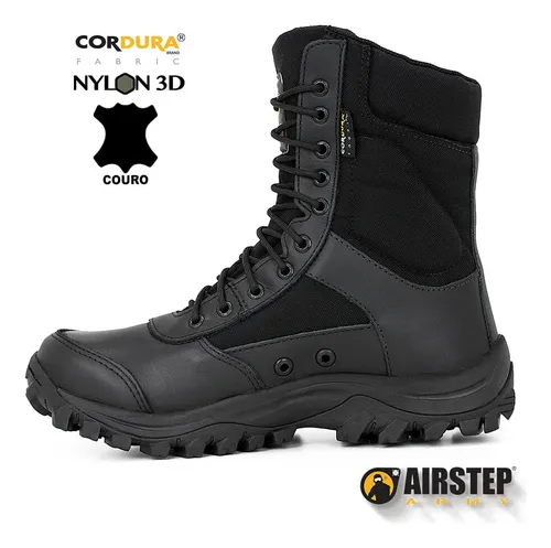 Coturno Tático Confort ML Cordura/Couro - Black - Airstep
