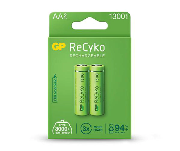 Pilha Recarregável GP ReCyko c/ 2 AA 1300mAh 1,2v
