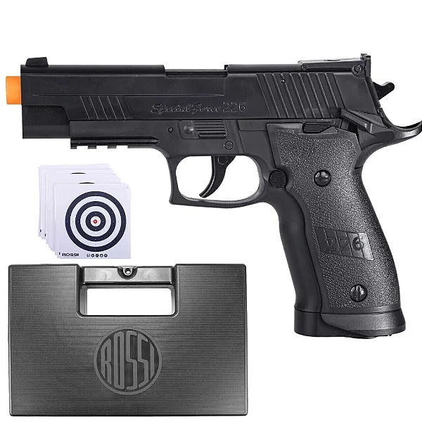 Pistola Airsoft Wingun P226X-4 CO2-6,0mm - ROSSI + Maleta Plastica + Alvos