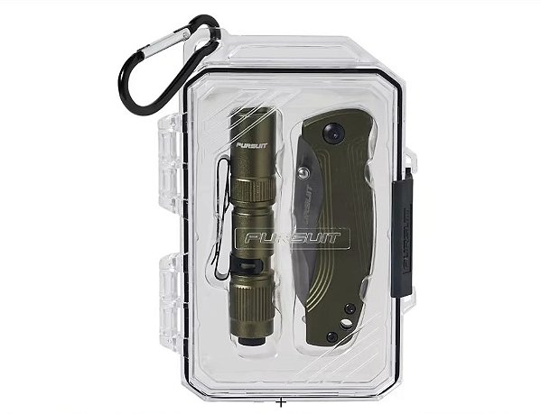 Combo de faca e lanterna Pursuit™ - com estojo - Verde