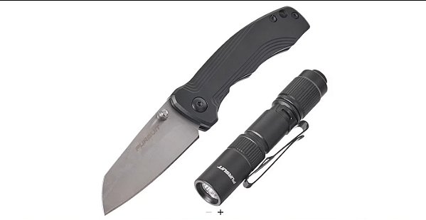 Combo de faca e lanterna Pursuit™ com estojo - Preto