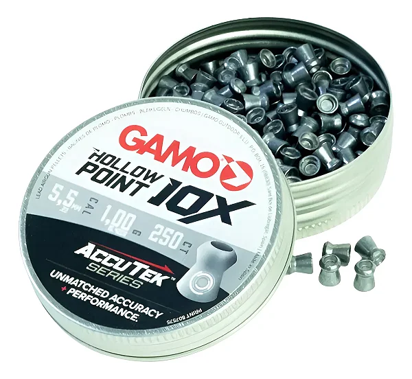 Chumbinho Gamo Hollow Point 10x Accu Tek Series 250 - 5,5mm (250un)