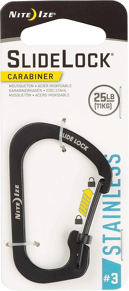Mosquetão Slidelock 3 em Aço Inox Preto CSL3-01-R6 - Nite Ize