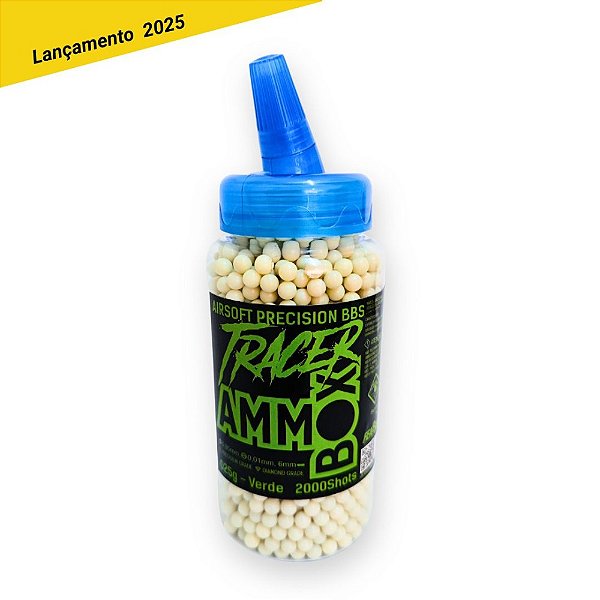 BBs Tracer Ammo Box 0.25g - Pote com 2000 bolinhas Brancas - Feasso