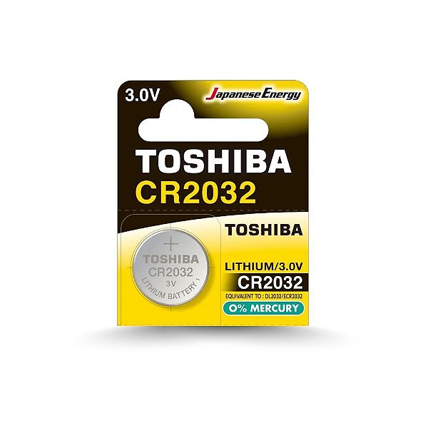 Pilha / Bateria alcalina CR 2032 moeda - Toshiba
