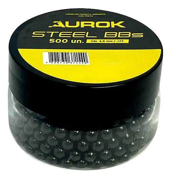 Esfera de Aço Stell Preta BBs 4,5mm - 500un - Aurok