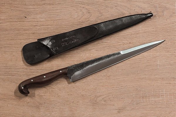 Faca Gaúcha 10'' Laminada em Aço Carbono 5160, Acabamento BRUT FORJ, Cabo Sorocabano - D'AVILA