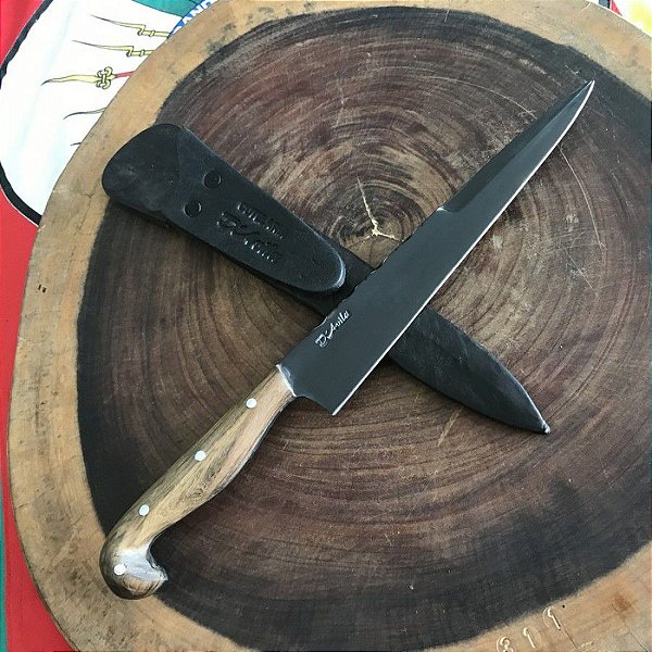 Faca Gaúcha 8'' Laminada em Aço Carbono 5160, Acabamento FOSFATIZADO LISO, Cabo Sorocabano - D'AVILA