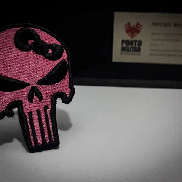 PATCH BORDADO CAVEIRA JUSTICEIRO-MENINAS - PONTO MILITAR