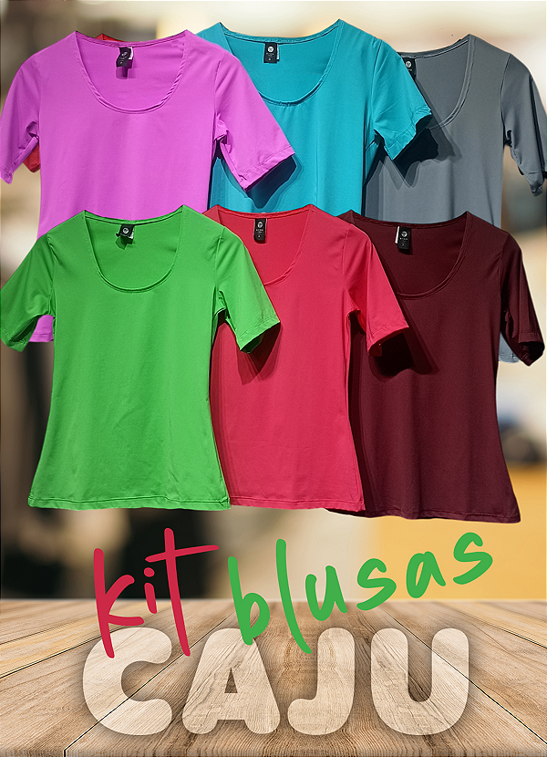 Kit 3 Blusas Caju em Malha Emana