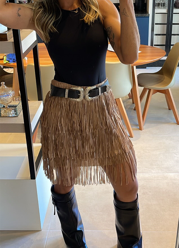 Saia Franjas Boho Curta