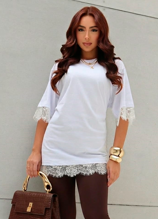 Tee Algodão Renda Chantilly
