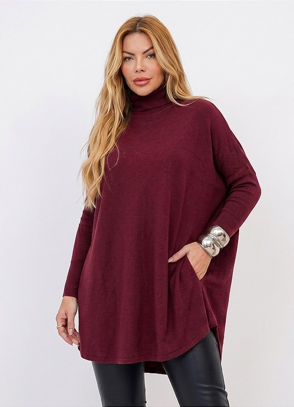 Blusa Poncho Modal de Lã Importado