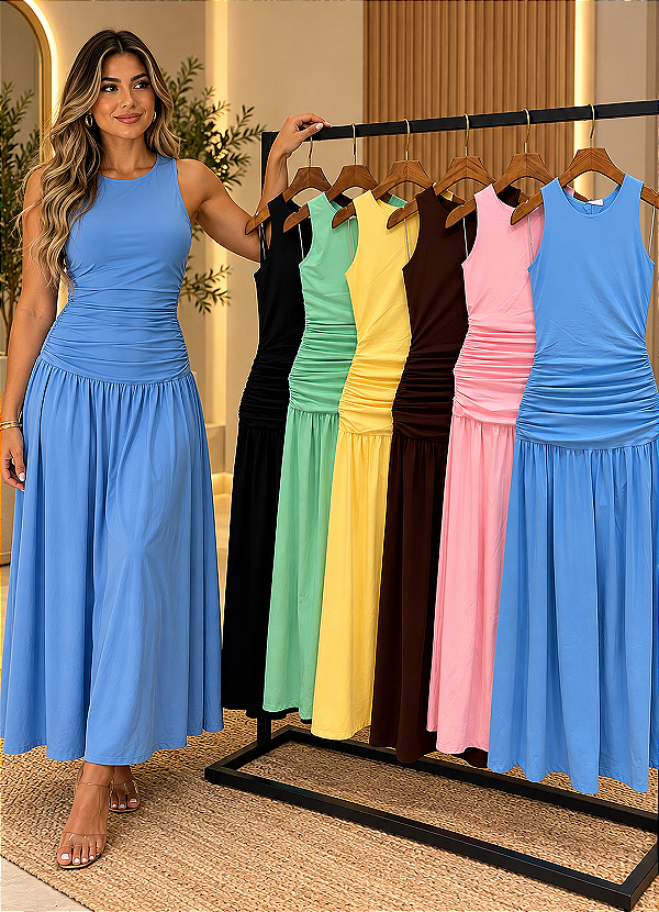 Vestido Antônia Poliamida Gelada Forrado