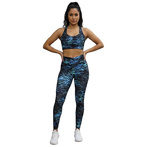 Conjunto Top e Legging Cós Frufru Est Azul VESTEM