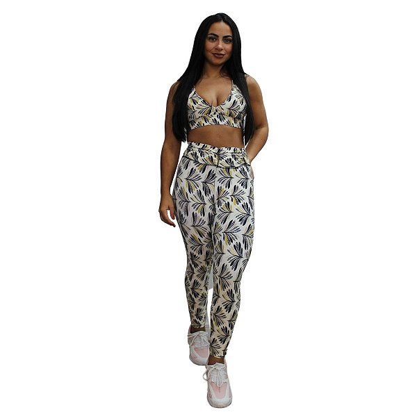 Conjunto Top e Legging Cós Frufru Est Bege VESTEM
