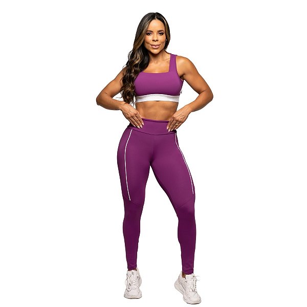 Conjunto Top e Legging Sol Ostentação e Branco M&C