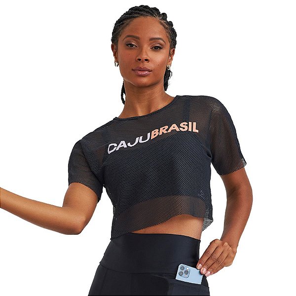 Cropped Spot com Aplicação Preto CAJUBRASIL