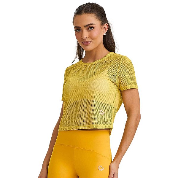 Blusa Curta de Tela Jeri Respirável Amarelo Lumi CAJUBRASIL