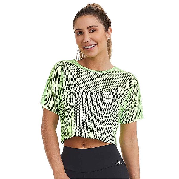 Cropped Fitness Básico Telinha Verde Neon CAJUBRASIL