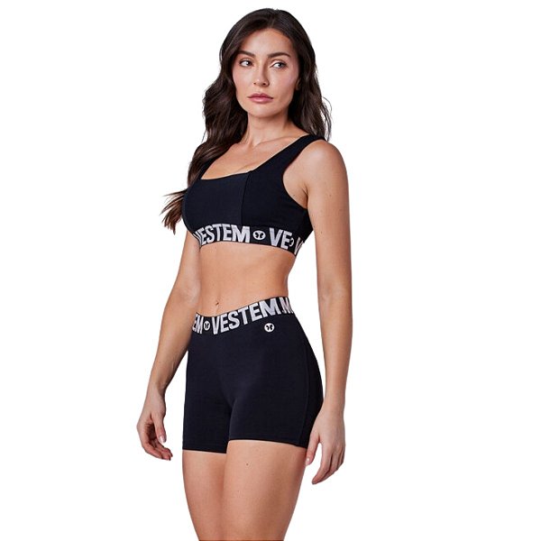Conjunto Top e Short Simone Preto Branco VESTEM