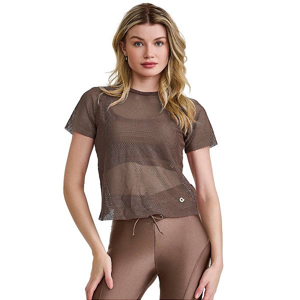 Blusa de Tela Costas Transpassadas Marrom Castanho CAJUBRASIL