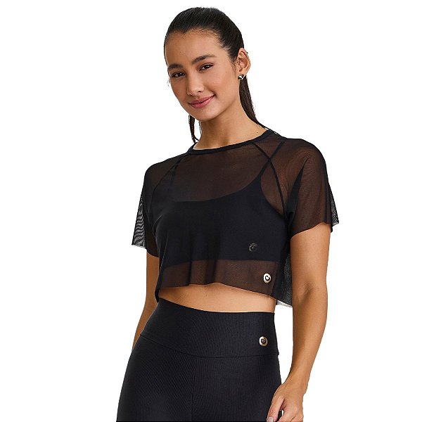 Cropped de Tule Preto CAJUBRASIL