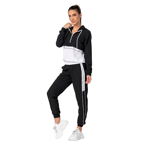 Conjunto Blusa ML e Calça Jogger Elastic Preto ZERO AÇUCAR