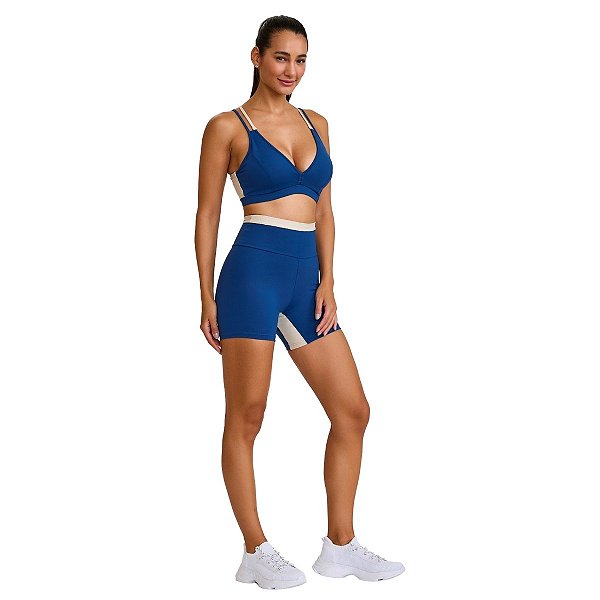 Conjunto NZ Costas Cruzadas e Compressão Azul Blue Jeans CAJUBRASIL
