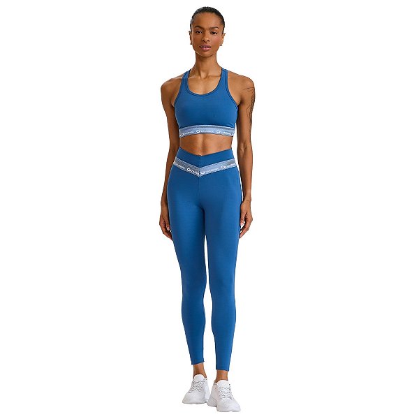 Conjunto NP Top Nadador Legging Elástico Cós Azul CAJUBRASIL