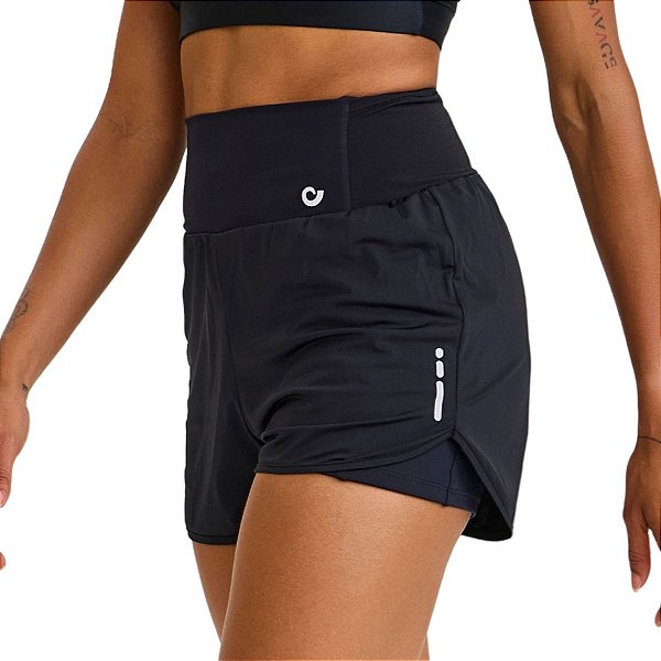 Short Solto Corrida com Bolsos Preto CAJUBRASIL
