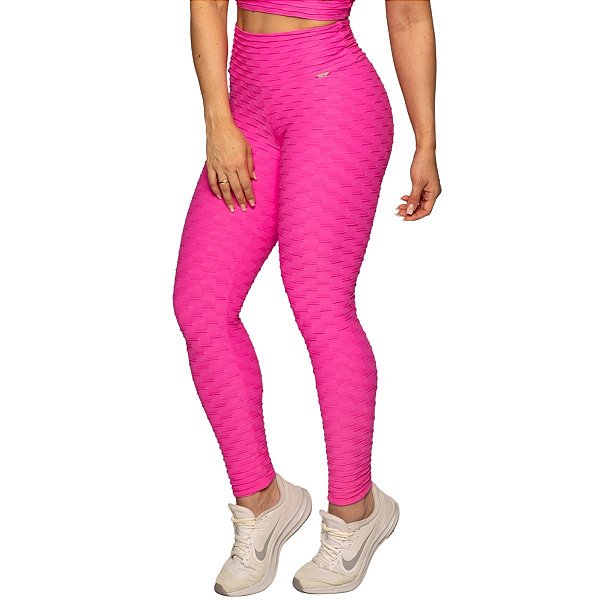 Calça Legging Jacquard Stronger com Empina Bumbum Rosa M&C