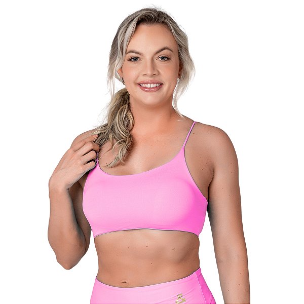 Top Fitness Training Alças Finas Rosa Confete M&C