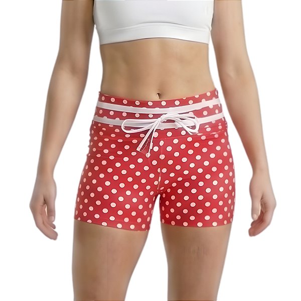 Short Light Rise Poá Vermelho e Branco M&C