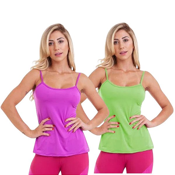 Kit 2 Regatas Fun Verde e Roxo STAYFIT