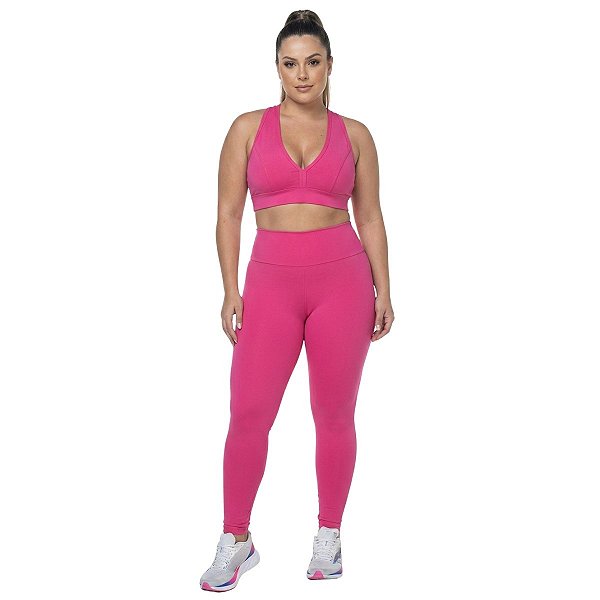 Conjunto Plus Size Top Legging Progress Rosa ZERO AÇUCAR