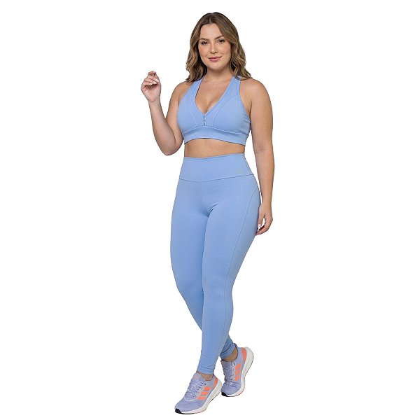 Conjunto Plus Size Top Legging Maxxi Azul ZERO AÇUCAR